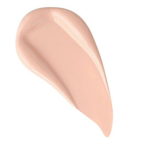 A smooth, peach-colored cream smear with glossy texture on a white background.
