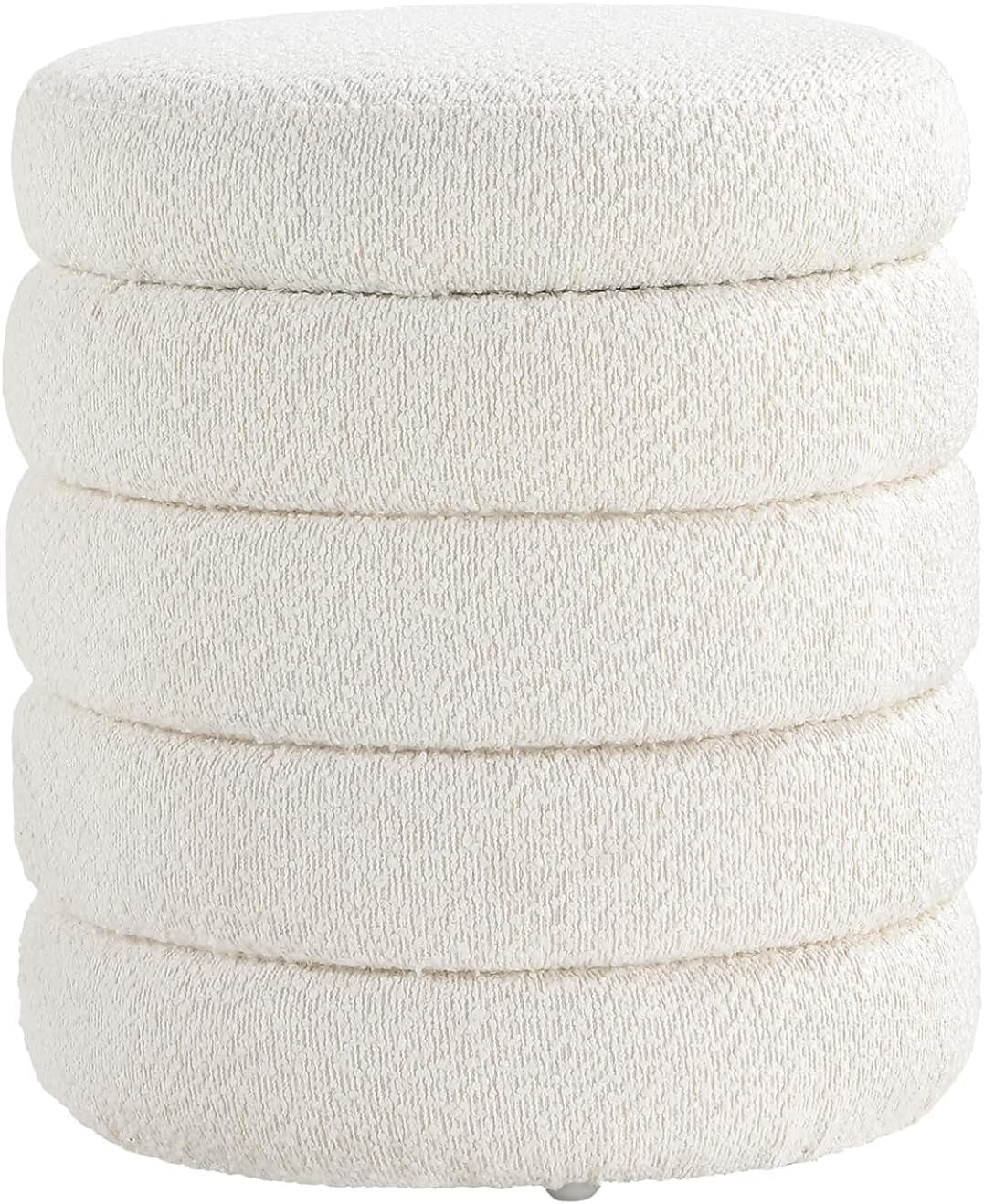 Round Ottoman With Hidden Storage And Cushioned Top-3
