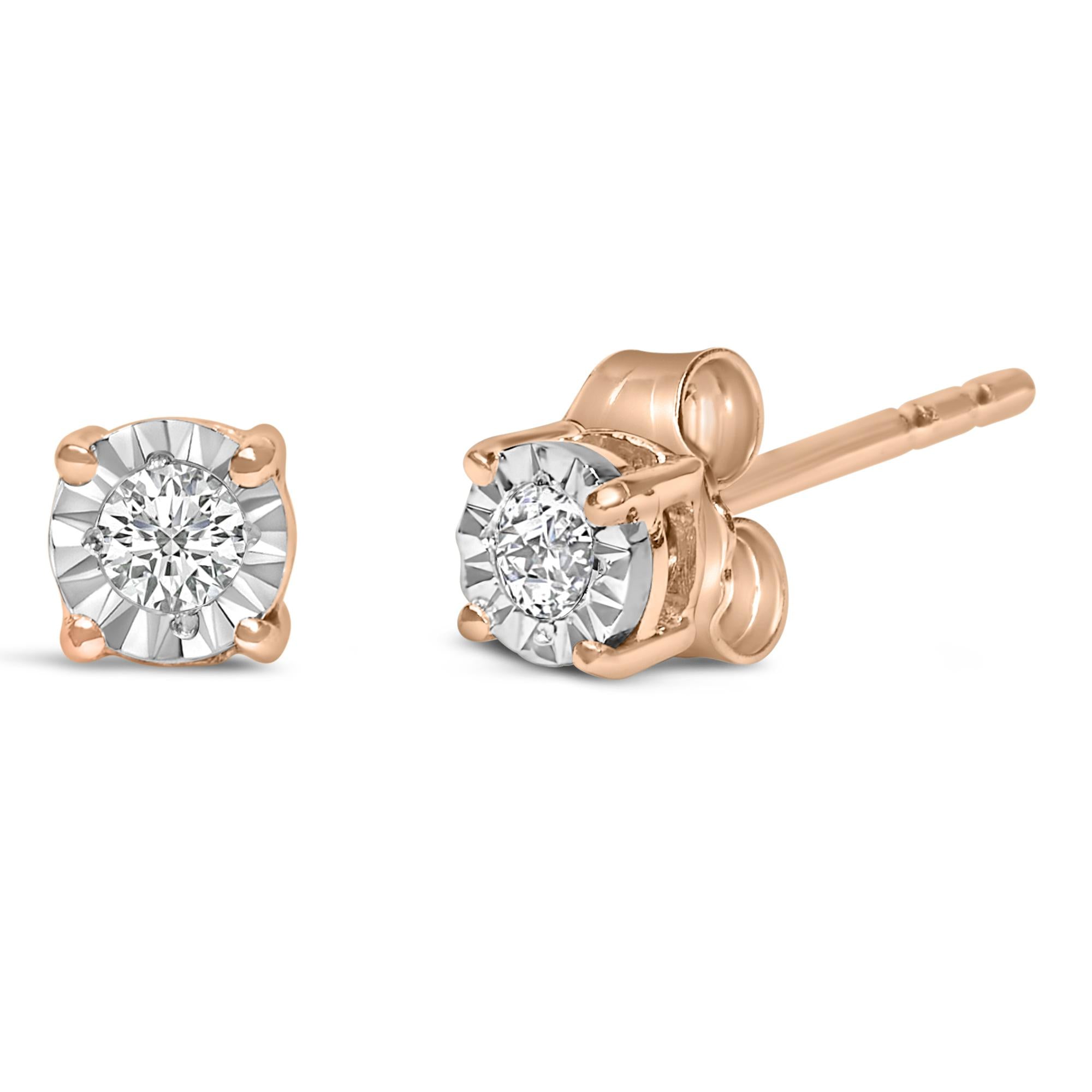 .925 Sterling Silver 1/10 Cttw Round Brilliant-Cut Lab Grown Diamond Miracle-Set Stud Earrings (F-G Color, VS1-VS2 Clarity)-3
