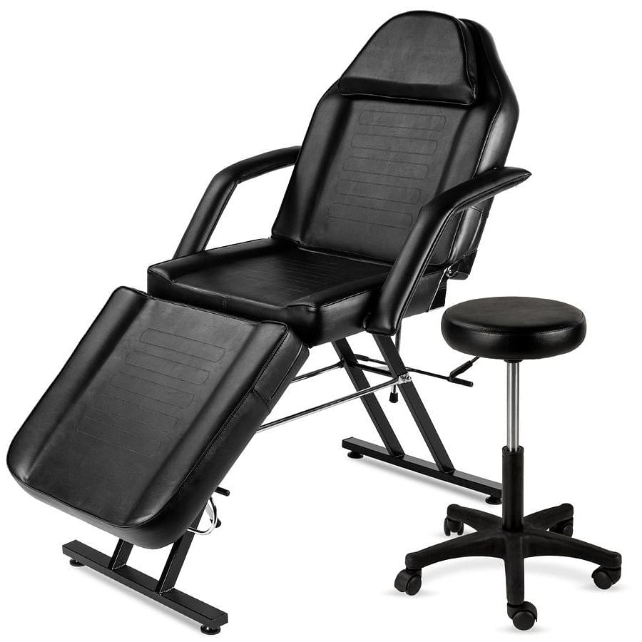 Black Adjustable Massage Bed Salon Chair w/ Hydraulic Stool-2