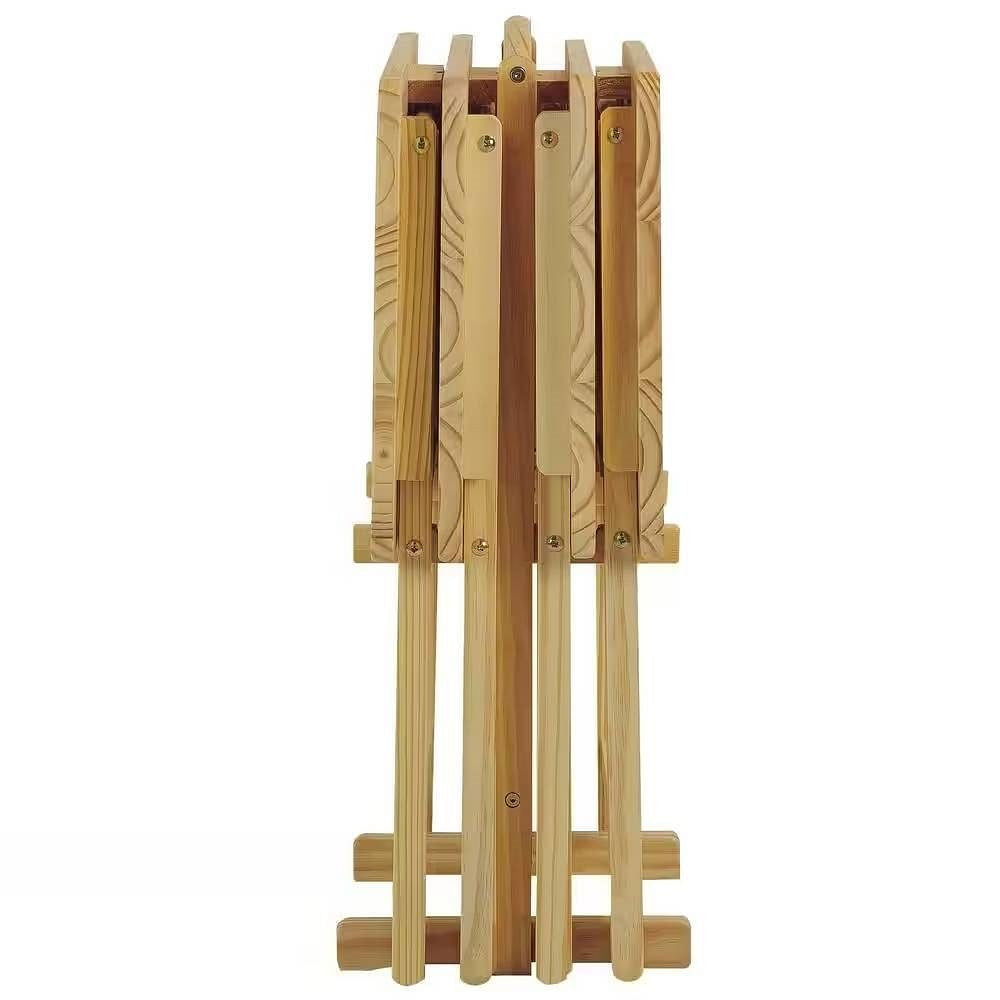 Set of 4 - Solid Wood Folding TV Tray Table Set with Stand in Natural Finish-0