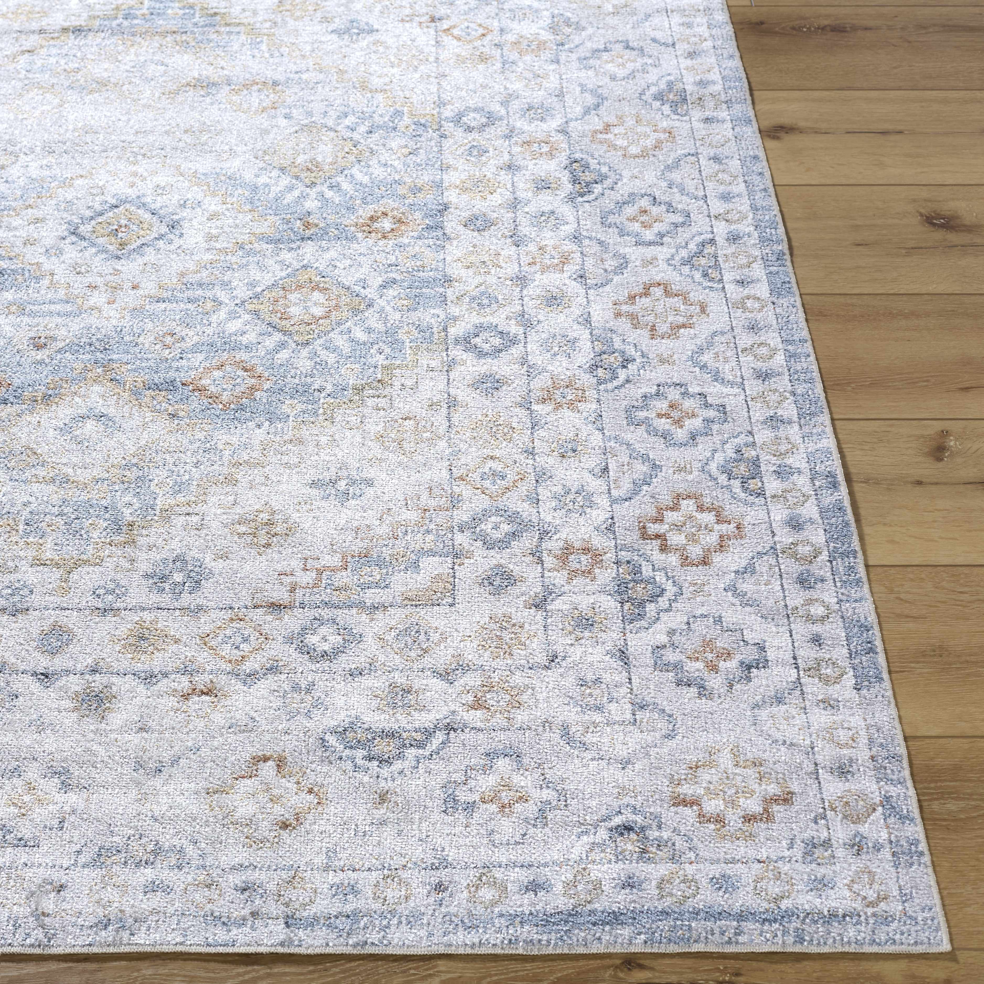 Agaton Blue Washable Area Rug-3