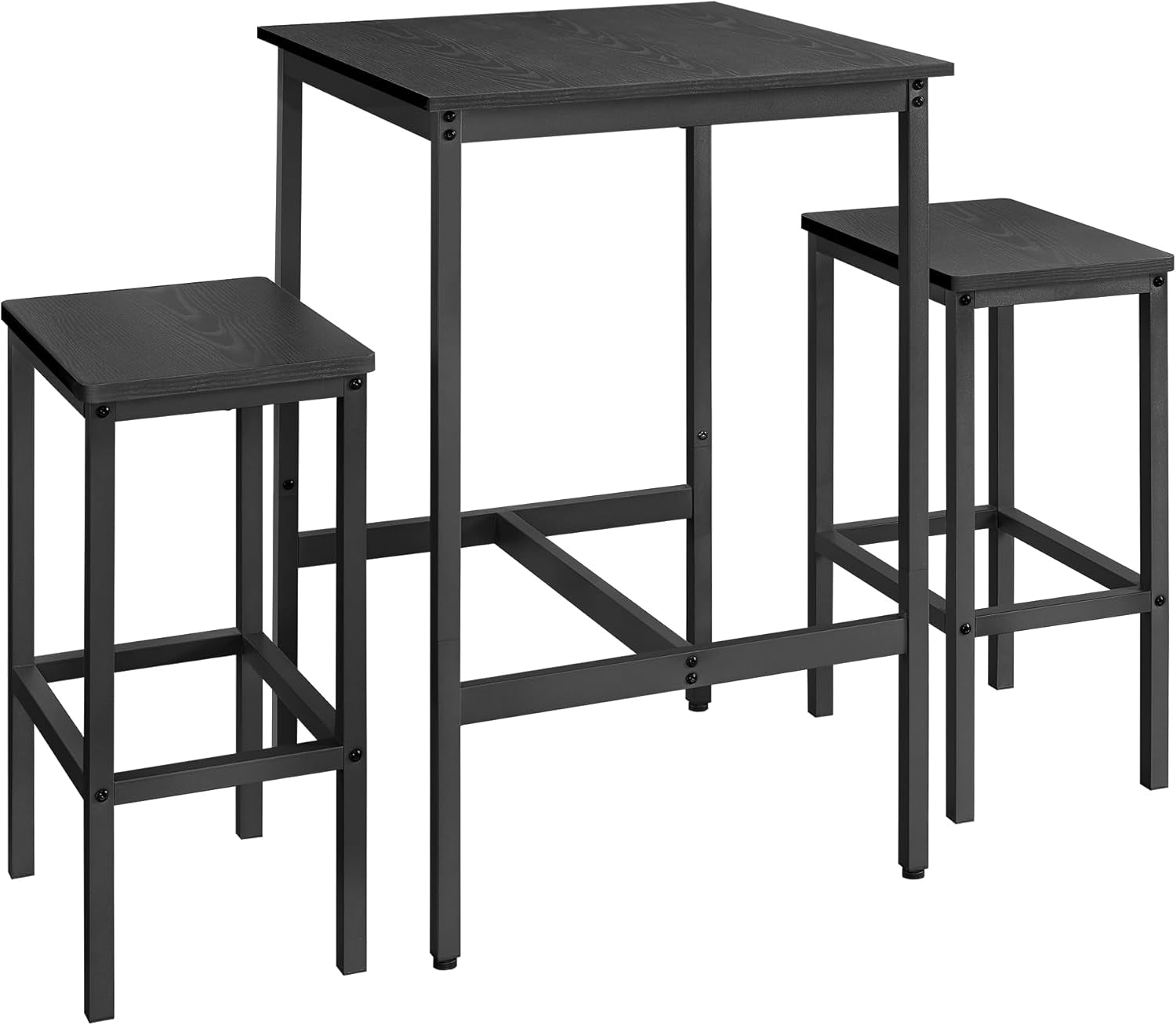 Multifunctional Ultracompact Black Bar Table Two Chairs-0