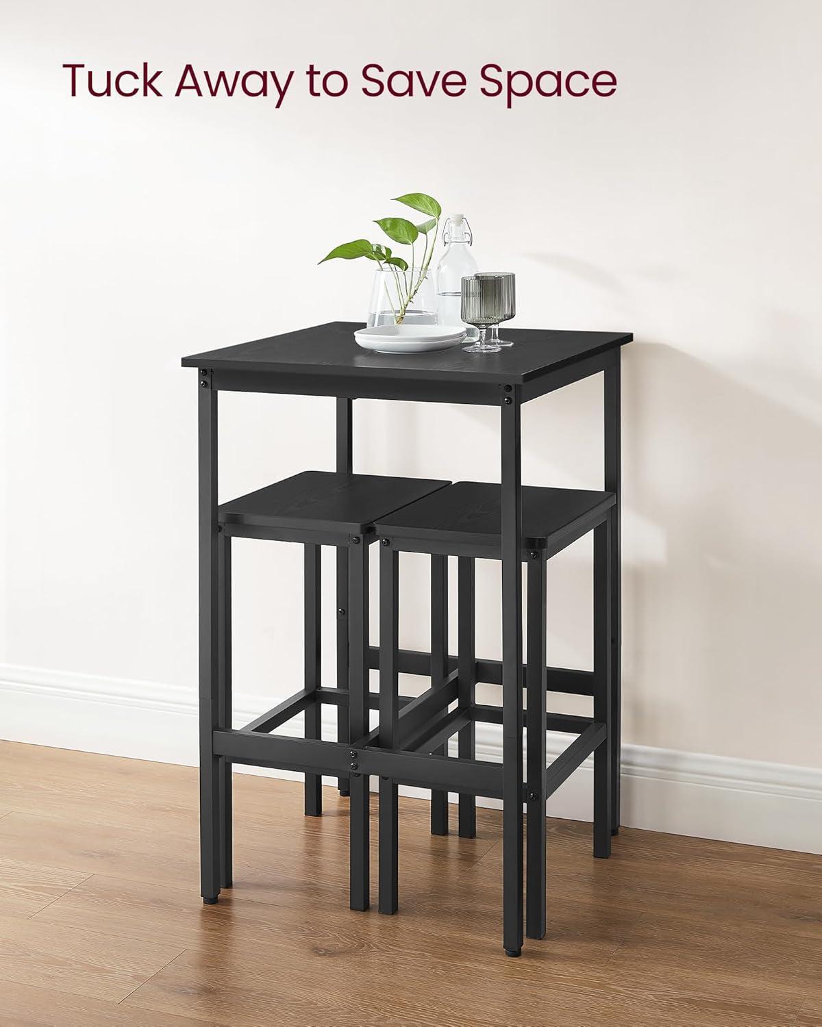 Multifunctional Ultracompact Black Bar Table Two Chairs-4