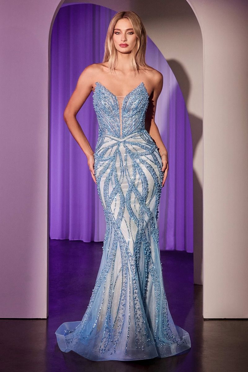 Pearl & Crystal Strapless Fitted Dress-0