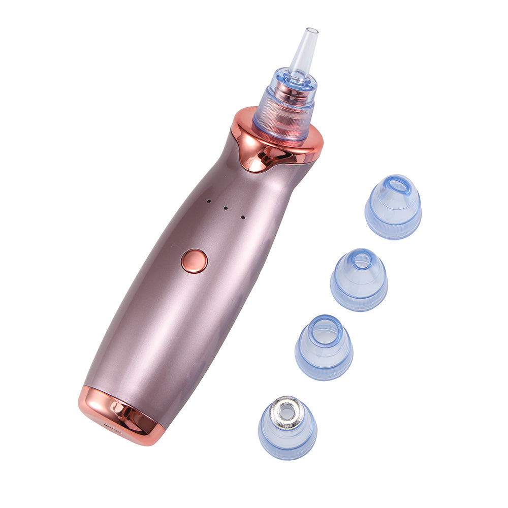 Metallic and rose face suction device with five blue nozzle tips on a white background.