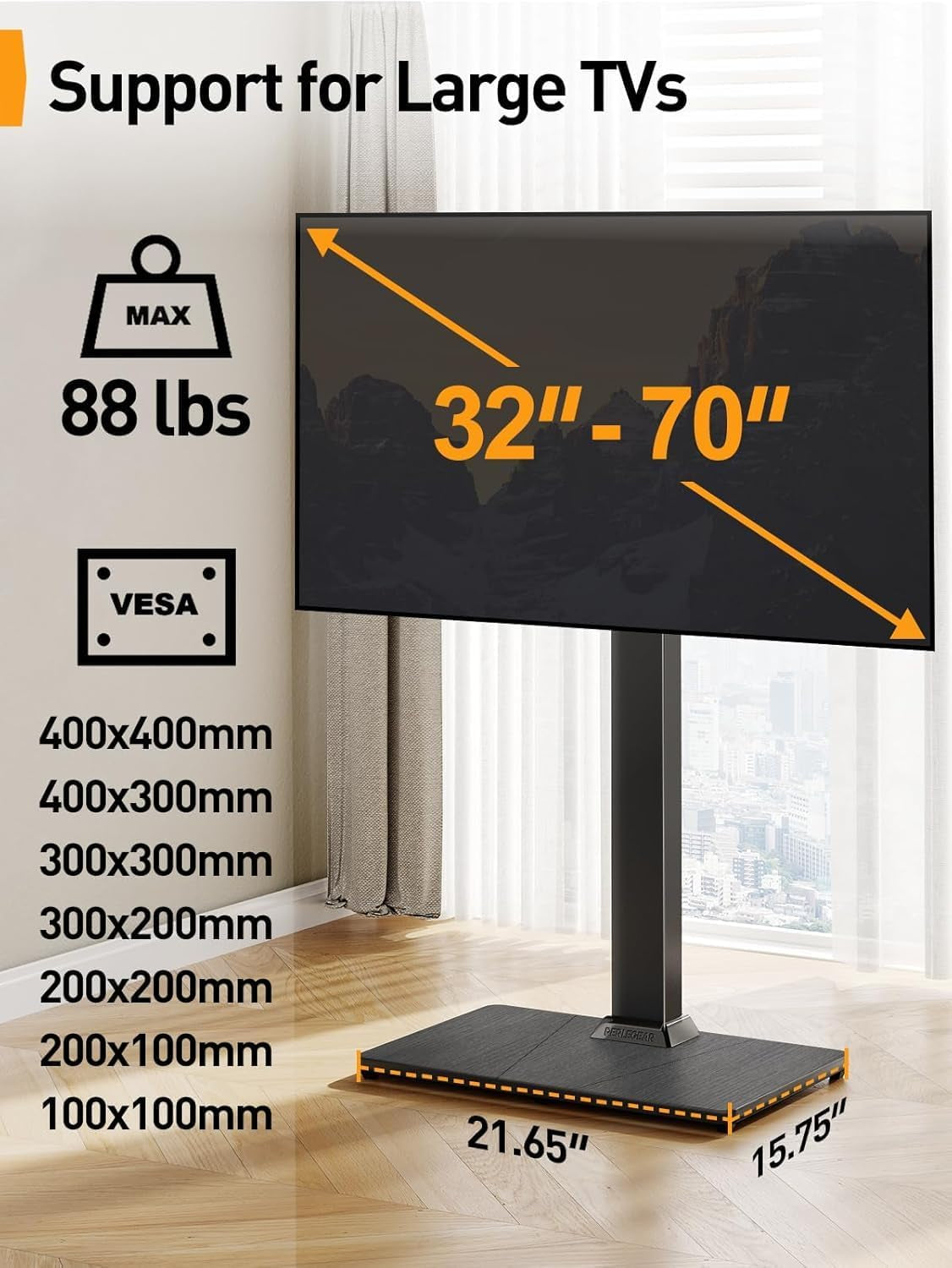 Floor TV Stand With Universal Heavy Duty Mount Seventy Inch TV-4