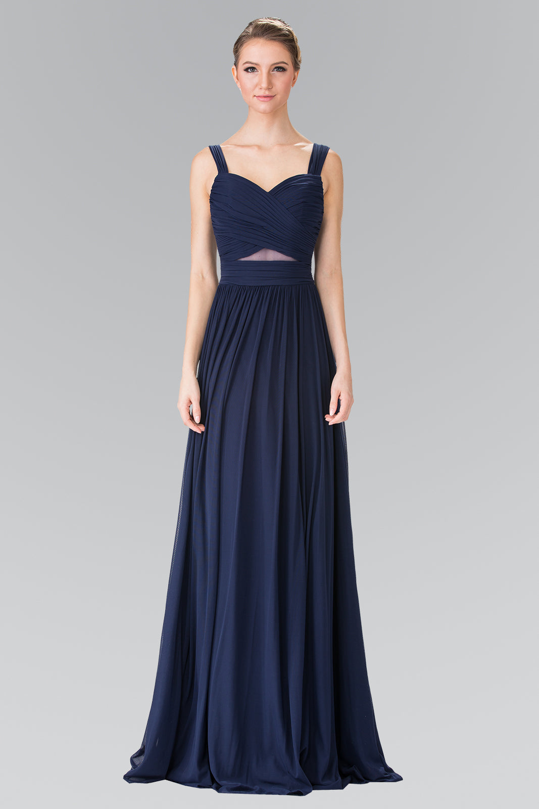 Pleated Bodice Bridesmaids Long Prom Dress GLGL2366-7
