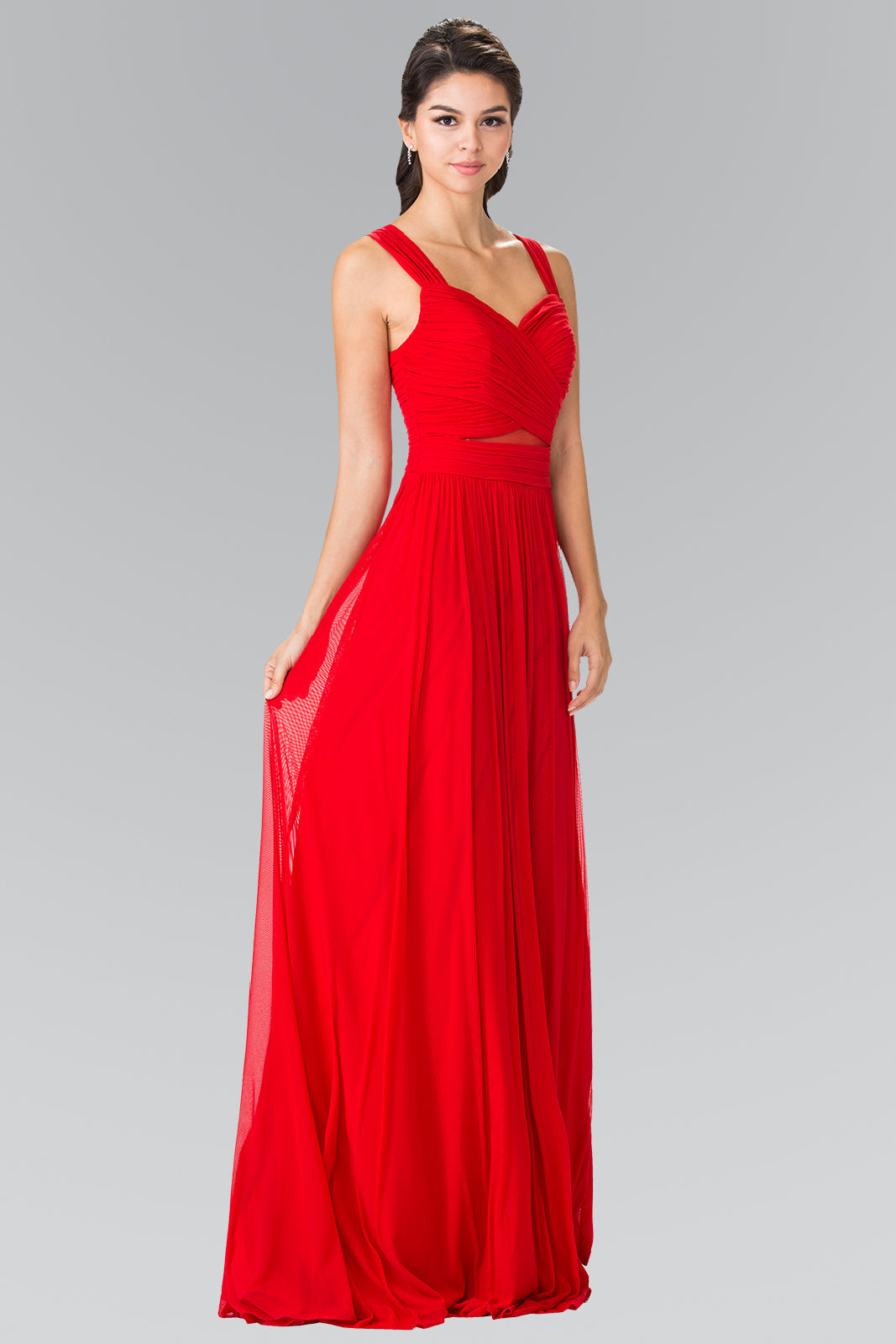 Pleated Bodice Bridesmaids Long Prom Dress GLGL2366-6