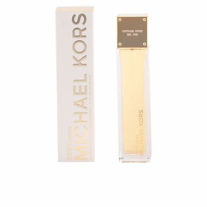 Perfume box and bottle with gold label, featuring the words "SEXY AMBER" and "MICHAEL KORS."