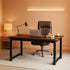 63 Inch Executive Desk Two Tone Brown Black Heavy Duty Frame-0