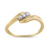 Gold ring with three sparkling diamonds in a wave design.