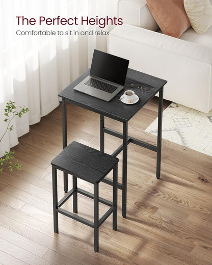Multifunctional Ultracompact Black Bar Table Two Chairs-2