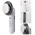 White handheld device with a round silver head, control buttons, and a sliding switch.