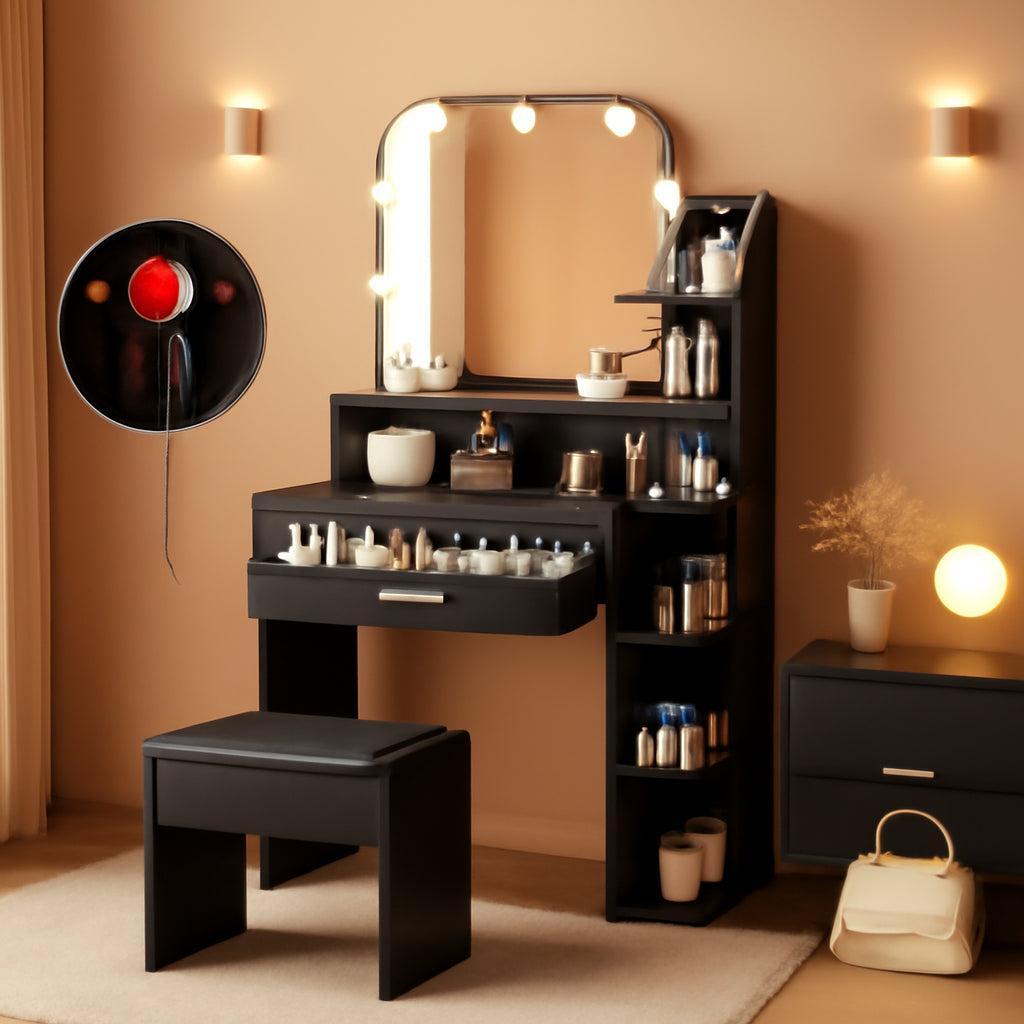 Makeup Vanity Desk With Adjustable Lighting Mirrors-0