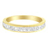 Gold band with embedded clear square-cut gemstones encircling the ring.