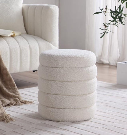 Round Ottoman With Hidden Storage And Cushioned Top-2