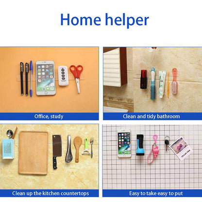 Organizers displayed in four scenarios: office, bathroom, kitchen, and general use on walls.