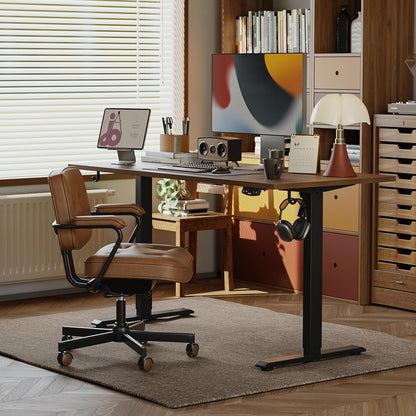 Electric Standing Desk 48x24 Height Adjustable Dark Walnut-2