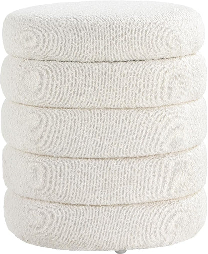 Round Ottoman With Hidden Storage And Cushioned Top-3