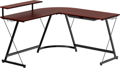 Vista L Shape Desk With Adjustable Monitor Stand Cherry-4