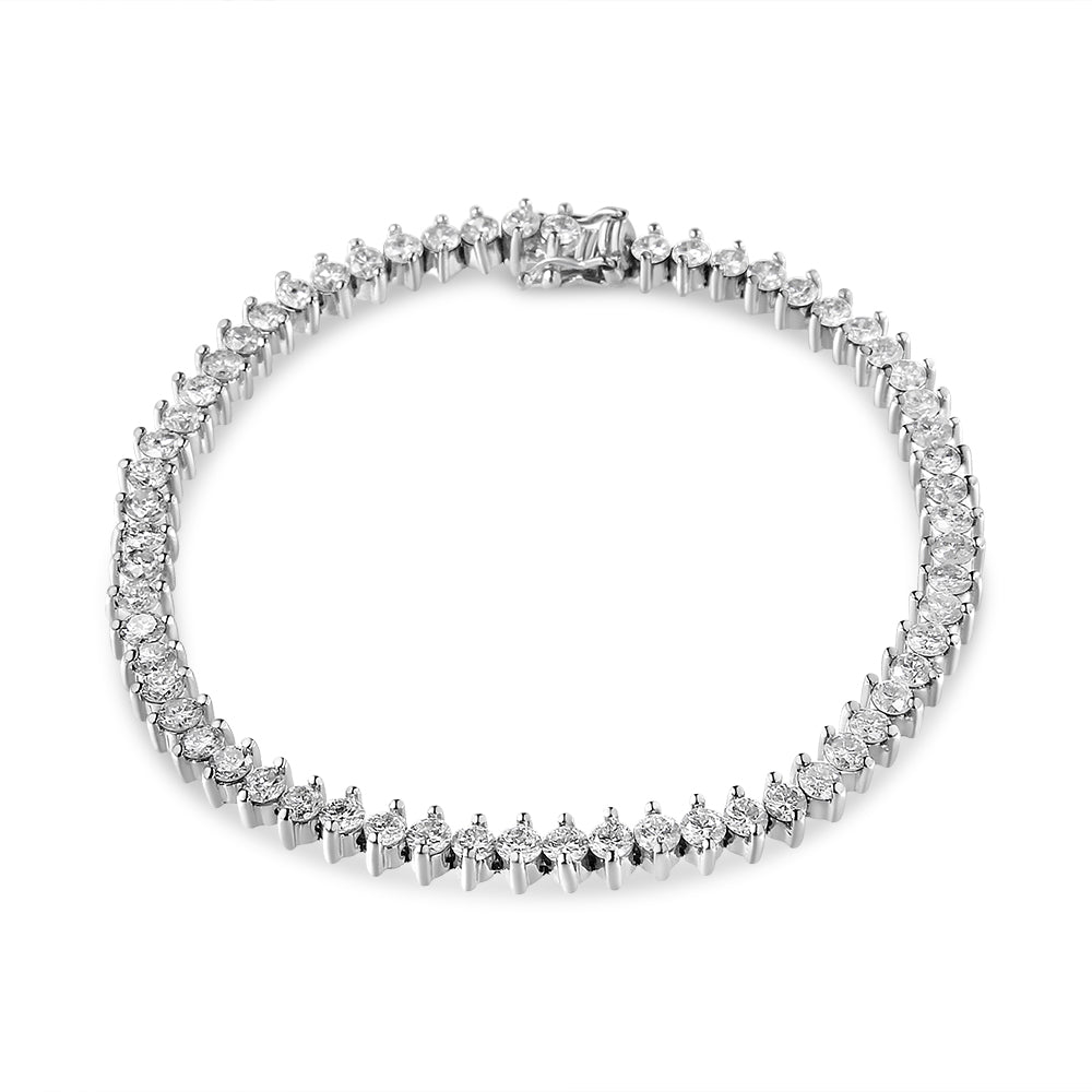 14K White Gold 5 1/2 Cttw Round Diamond 2-Prong Tennis Bracelet (H-I Color, SI2-I1 Clarity) - 7"-3