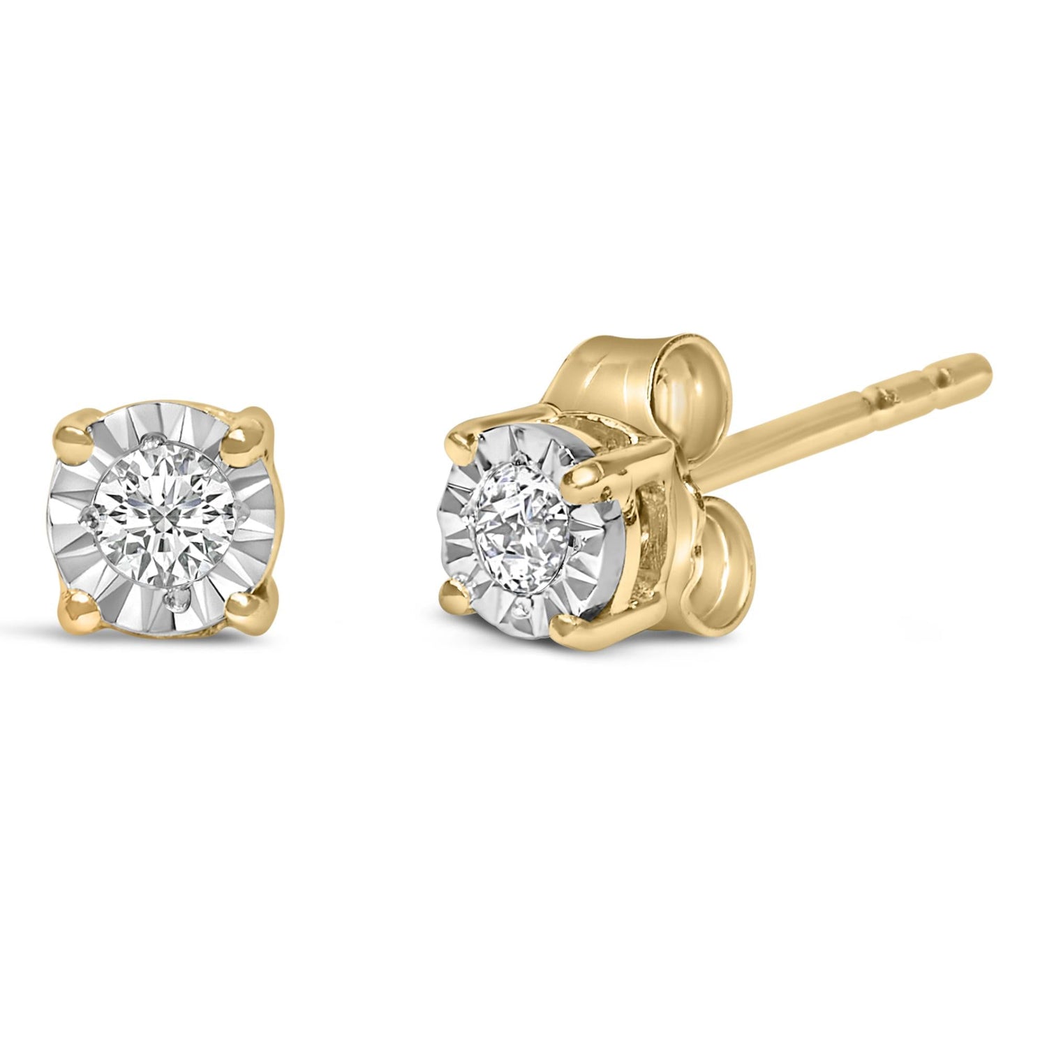 .925 Sterling Silver 1/10 Cttw Round Brilliant-Cut Lab Grown Diamond Miracle-Set Stud Earrings (F-G Color, VS1-VS2 Clarity)-4