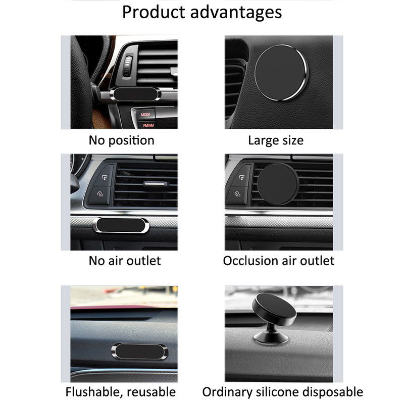 Collage of car interiors with phone holders, showcasing different mounting options and features.