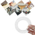 Clear adhesive tape held in hand, with uses shown: furniture, carpets, phone, hooks.