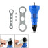 Blue tool with silver wrenches and nuts, detailed with usage insets at the bottom.