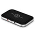 Black rectangular device with silver edges, logo centered, and ports on the side.