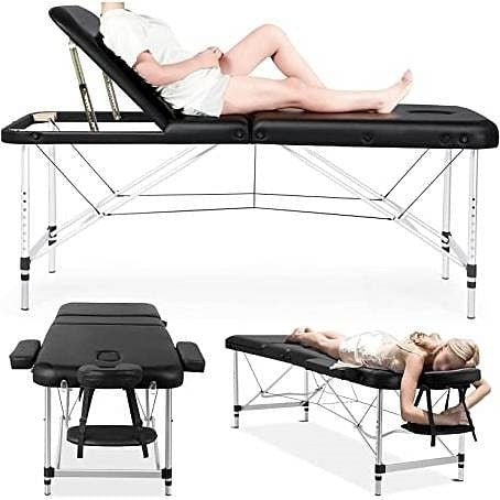 Black Extra Wide Adjustable Portable Massage Tattoo Folding Table-0