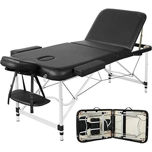 Black Extra Wide Adjustable Portable Massage Tattoo Folding Table-1