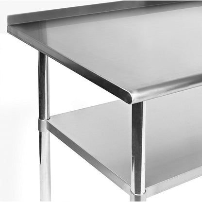 Stainless Steel 72 x 24 inch Kitchen Prep Work Table with Backsplash-0