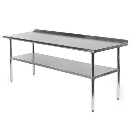 Stainless Steel 72 x 24 inch Kitchen Prep Work Table with Backsplash-1