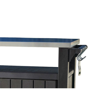 Outdoor Grill Party Caster Bar Serving Cart with Storage Dark Brown-3