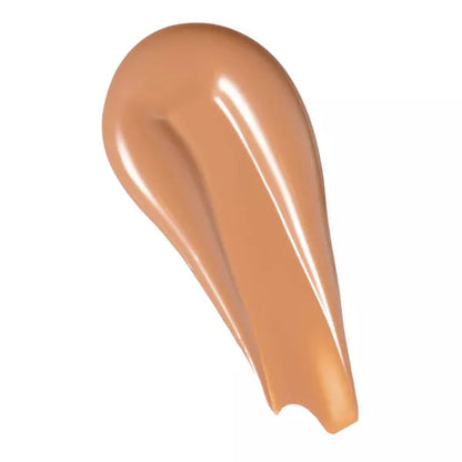 Beige, glossy makeup smear with smooth, rounded edges against a plain white background.