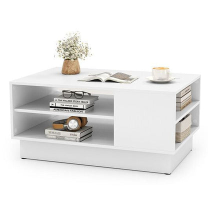 Modern Coffee Table with 2-Tier Open Storage Shelves-White-2