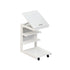 C-shaped End Table with Wheels and Adjustable Desktop for Sofa Couch Bedside-Natural-0