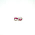 Silver infinity ring with red stones and clear crystals on a white background.