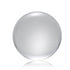 Clear glass sphere with subtle reflections on a white background.