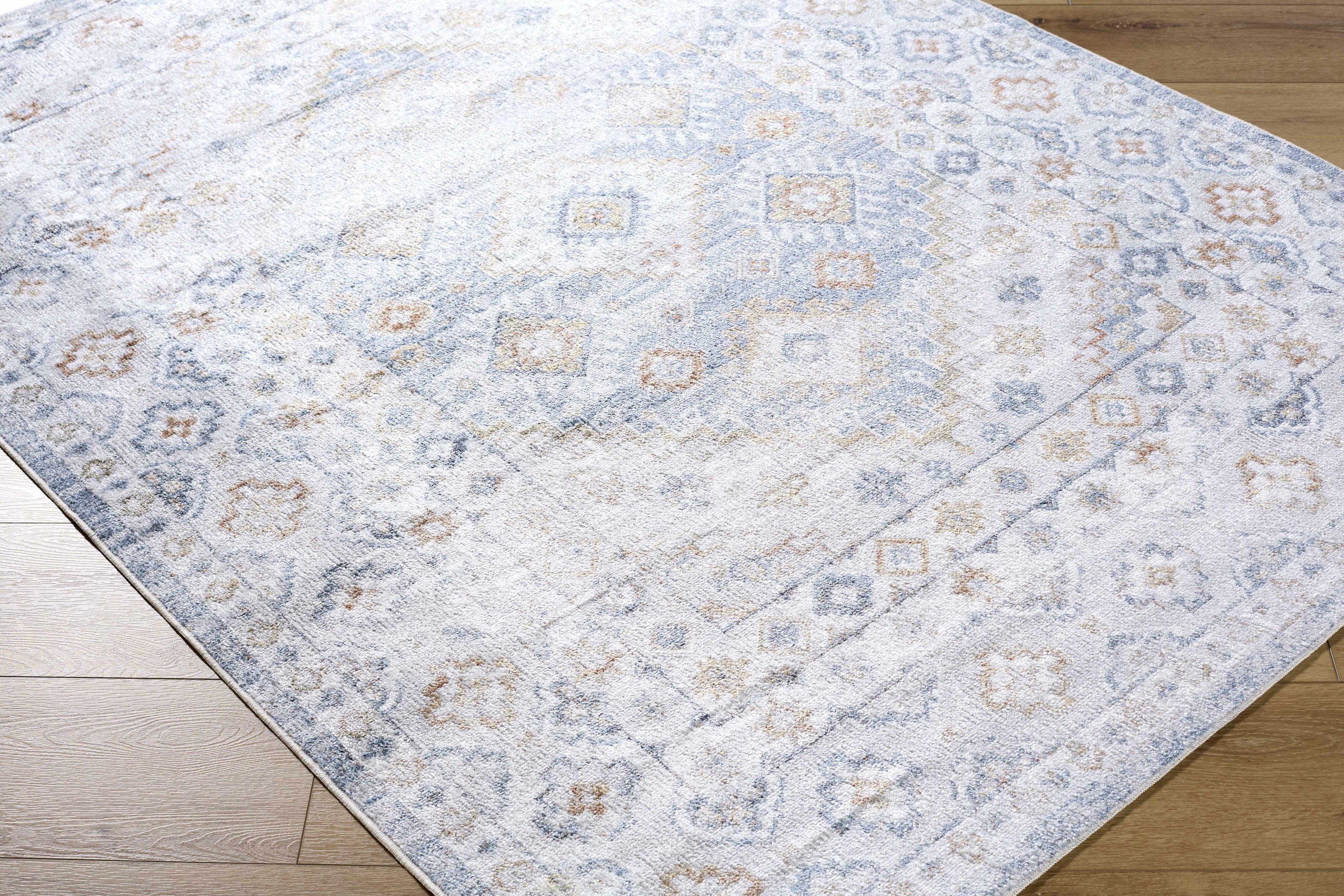 Agaton Blue Washable Area Rug-2