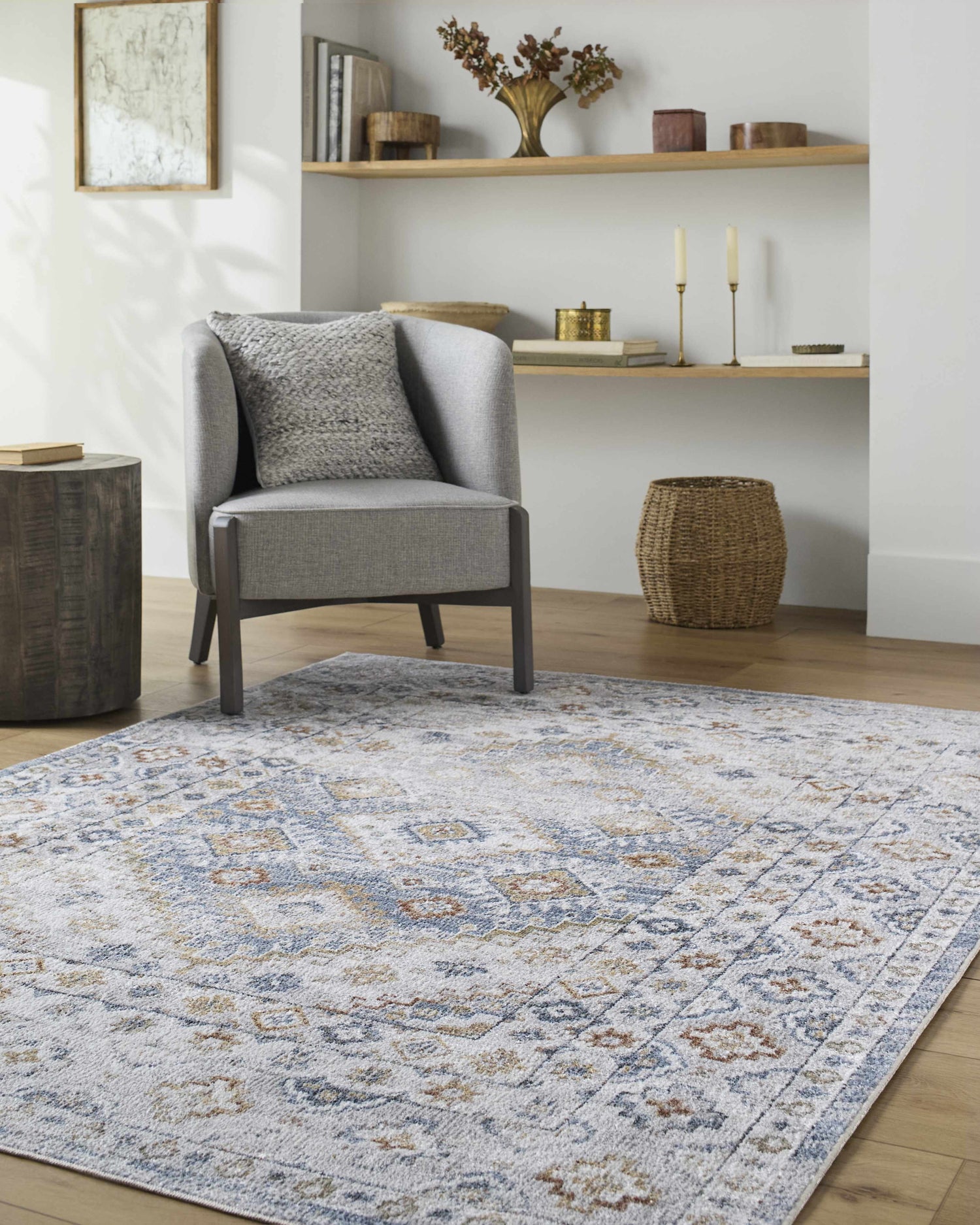 Agaton Blue Washable Area Rug-1