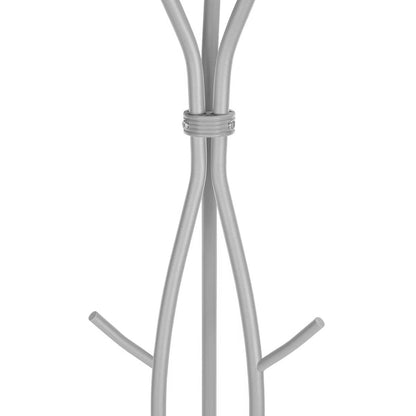 74-inch Freestanding Silver Metal Coat Rack Entryway Hall Tree Umbrella Stand-1