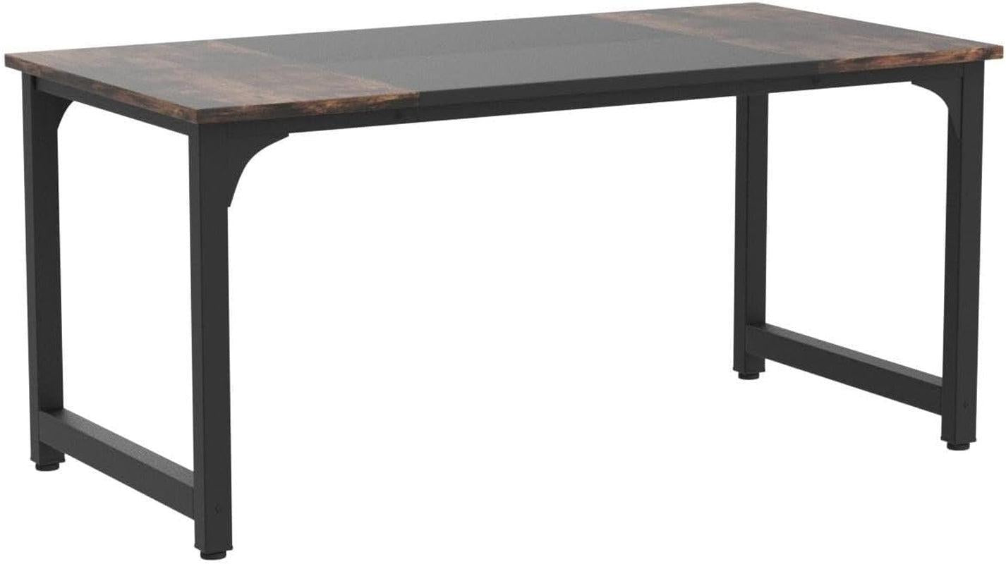 63 Inch Executive Desk Two Tone Brown Black Heavy Duty Frame-3