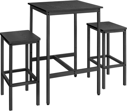 Multifunctional Ultracompact Black Bar Table Two Chairs-0