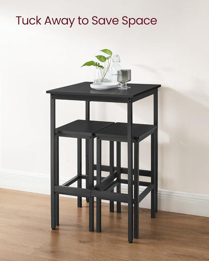 Multifunctional Ultracompact Black Bar Table Two Chairs-4