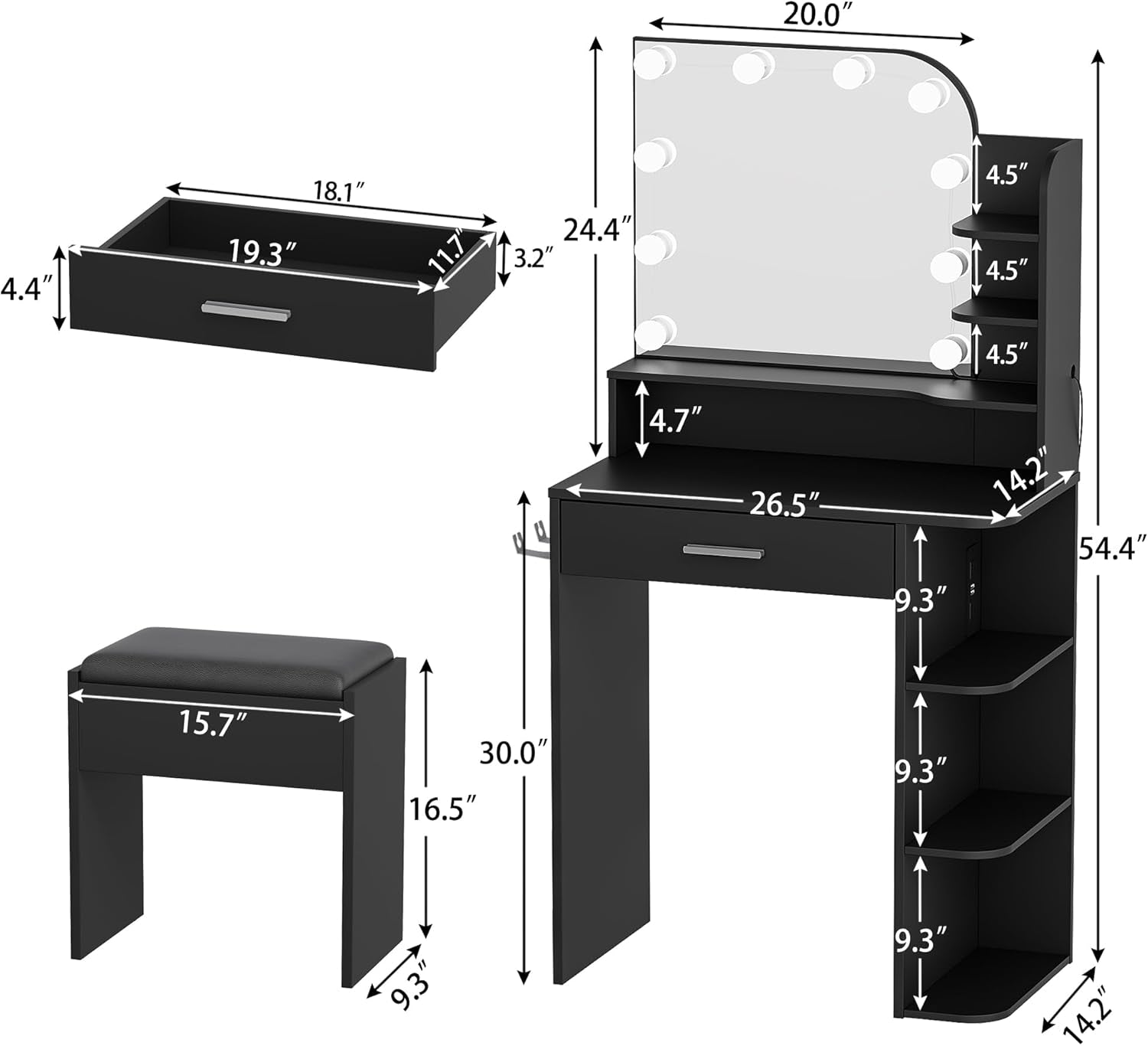 Makeup Vanity Desk With Adjustable Lighting Mirrors-4
