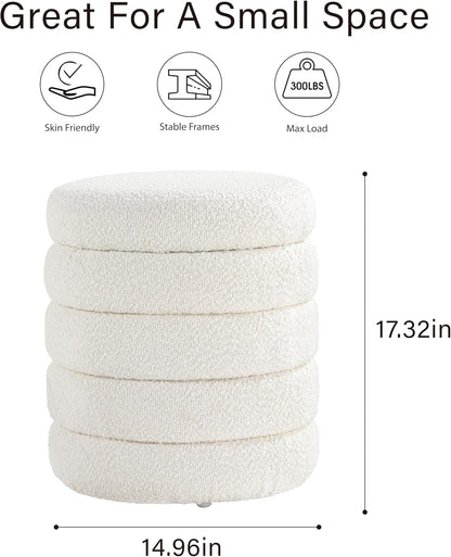 Round Ottoman With Hidden Storage And Cushioned Top-1