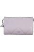 Light purple quilted handbag with silver chain strap and CK logo on front.